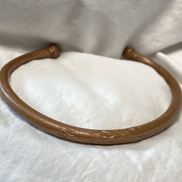Vintage Heavy Copper Twist Bracelet Etched Design One Size Fits Most Adjustable - Picture 1 of 9